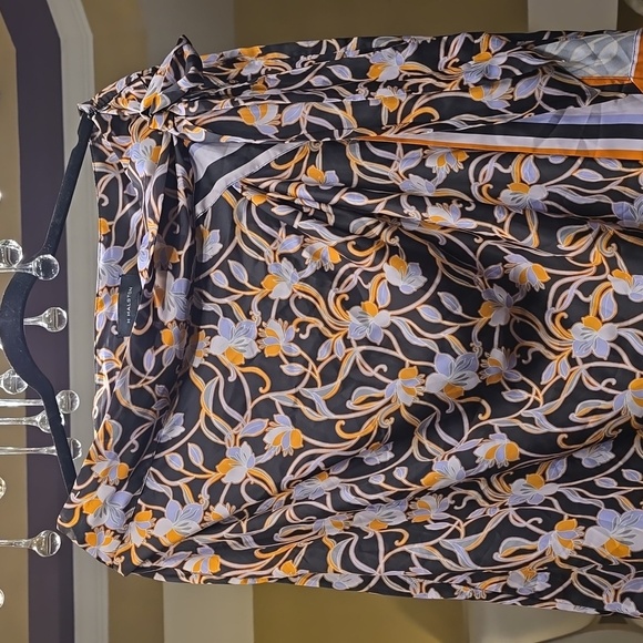Halston Heritage Black and Orange Floral Wrap Skirt - Picture 3 of 16